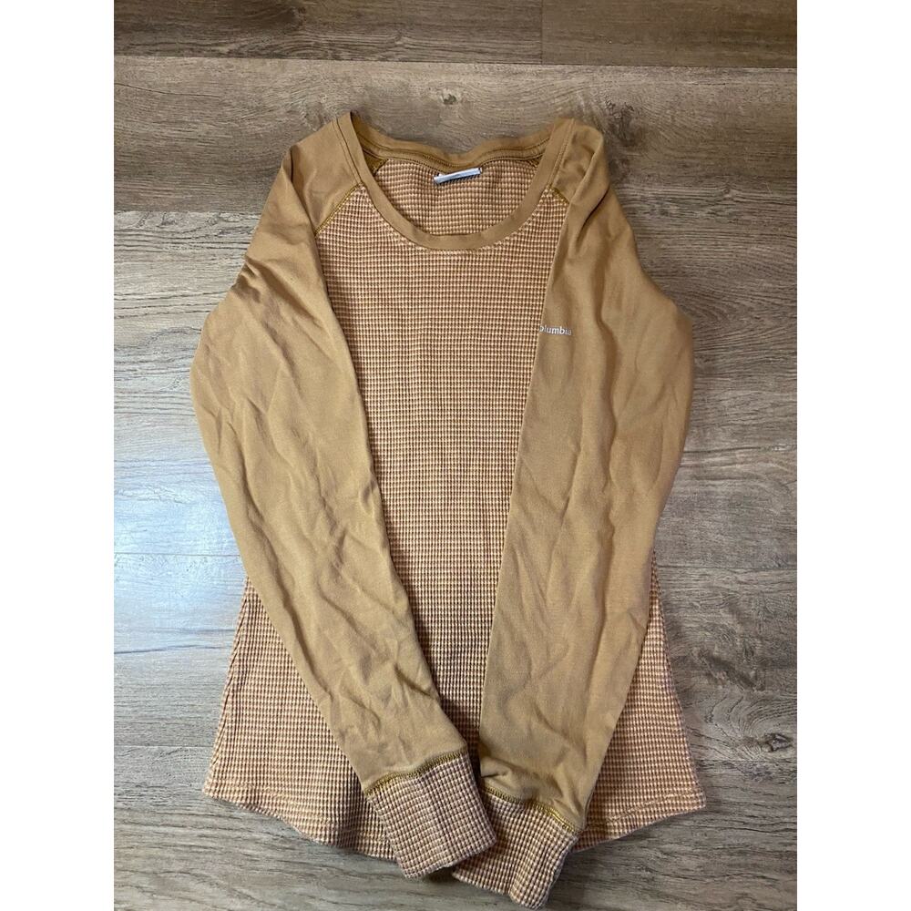Columbia Women’s Small Thermal Waffle Knit Long Sleeve Tan Base Layer Shirt Hike